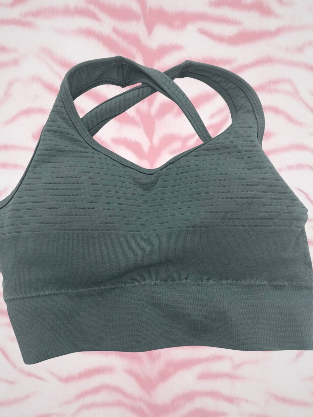 Alphalete Crossback Seamless Sports Bra - Slate Green